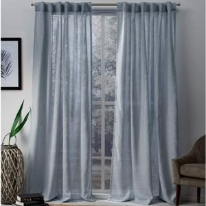 Two Panels of Sheer Blue Curtains